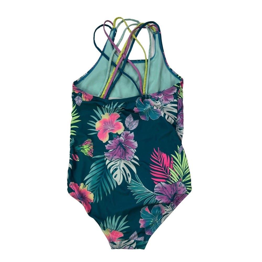 Justice Girls Large Floral "Cali Vibes Justice Beach" Strappy Back Swimsuit - Picture 6 of 16